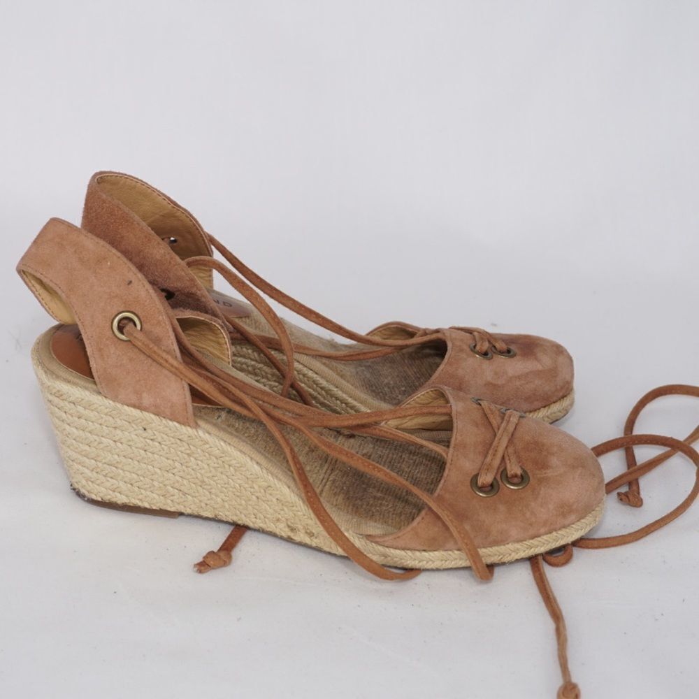 Lucky BrandĀ Keller Suede Espadrille Lace-Up Wedges, Sizeā7 - Picture 11 of 11